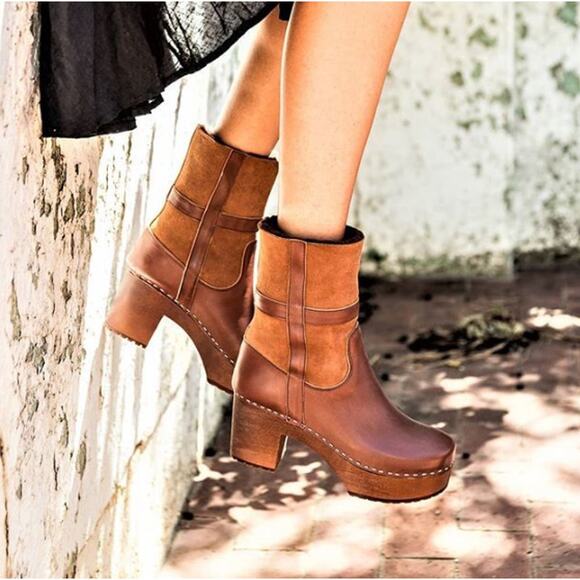 Swedish Hasbeens Shearling Lined Platform Boots – Women’s Size 8 / EU 38 - Picture 1 of 11